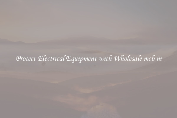 Protect Electrical Equipment with Wholesale mcb iii