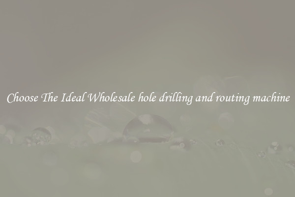 Choose The Ideal Wholesale hole drilling and routing machine