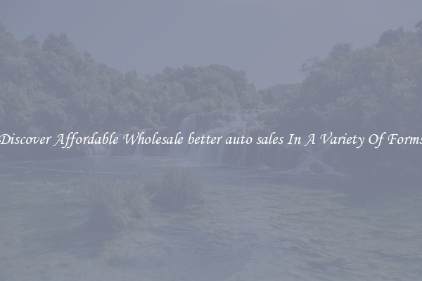 Discover Affordable Wholesale better auto sales In A Variety Of Forms